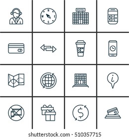 Set Of Airport Icons On Money Trasnfer, Locate And Forbidden Mobile Topics. Editable Vector Illustration. Includes Phone, Payment, Gift And More Vector Icons.