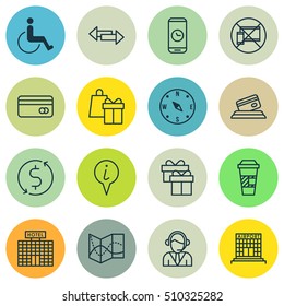 Set Of Airport Icons On Operator, Road Map And Airport Construction Topics. Editable Vector Illustration. Includes Card, Phone, Crossroad And More Vector Icons.