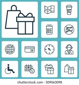 Set Of Airport Icons On Plastic Card, Shopping And Road Map Topics. Editable Vector Illustration. Includes Cup, Calculation, Calendar And More Vector Icons.