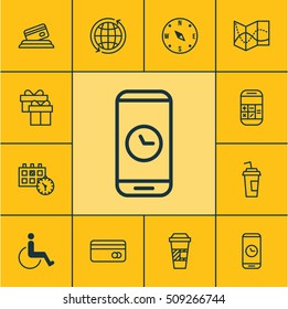 Set Of Airport Icons On Plastic Card, Call Duration And Credit Card Topics. Editable Vector Illustration. Includes Debit, Time, Paralyzed And More Vector Icons.