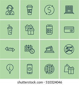 Set Of Airport Icons On Present, Crossroad And Appointment Topics. Editable Vector Illustration. Includes No, Present, Drink And More Vector Icons.