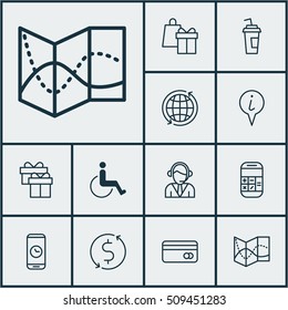 Set Of Airport Icons On Shopping, Money Transfer And Present Topics. Editable Vector Illustration. Includes Calculation, Phone, Paralyzed And More Vector Icons.