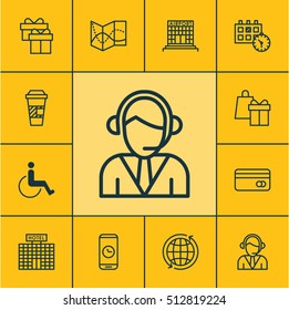 Set Of Airport Icons On Shopping, Accessibility And Appointment Topics. Editable Vector Illustration. Includes Accessibility, Debit, Cup And More Vector Icons.