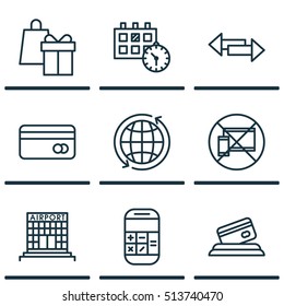 Set Of Airport Icons On World, Shopping And Calculation Topics. Editable Vector Illustration. Includes Device, Appointment, World And More Vector Icons.