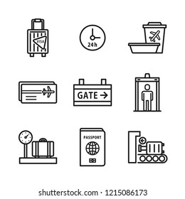 Set of Airport icons. Simple flat design. Isolate on white background.