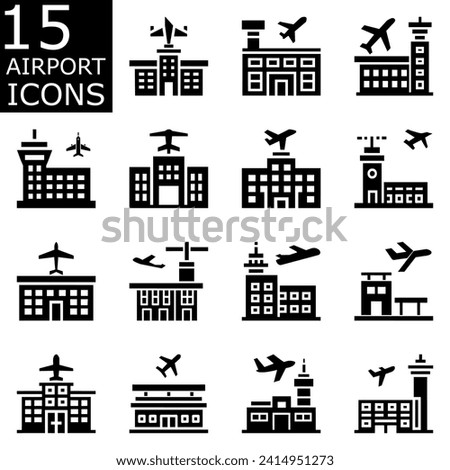 Set of airport icons vector. Pictogram design.