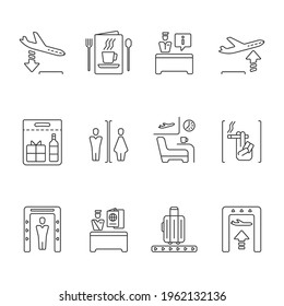 Set Of Airport Signage Icons, Vector, White Background