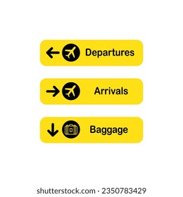 Set of airport signboard. Departure, arrival and baggage sign. Illustration vector