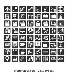 Conjunto de sinais de aeroporto Ícone ilustração Vol 01