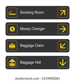 Set of Airport Signs Icon Icon Illustration Vol 02. Sinaliza ponteiros no aeroporto. Sinalização do aeroporto. Vetor, ilustração de design. Vetor.