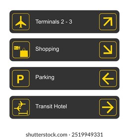 Conjunto de sinais de aeroporto Ícone ilustração Vol 04