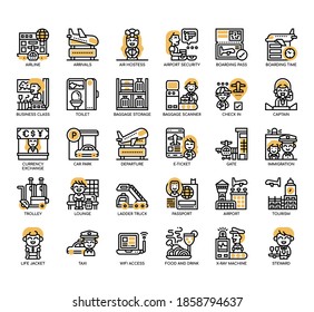 Set von Airport Thin Line und Pixel perfekte Symbole für jedes Web- und App-Projekt. 