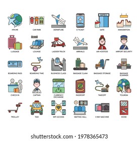 Set of airport thin line and pixel perfect icons for any web and app project. 