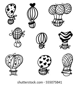 set airs balloons hand draw painted cartoon.eps 8