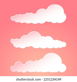 Reihe von luftigen, romantischen rosafarbenen Wolken, Design-Elementen, für Wallpaper, Postkarten,