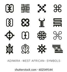 Set of akan and adinkra -west african- symbols vector
