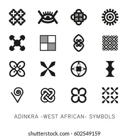 Set of akan and adinkra -west african- symbols vector
