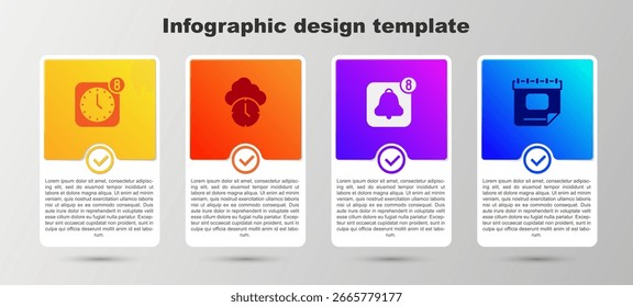 Set Alarm clock app mobile, Clock,  and Calendar. Business infographic template. Vector