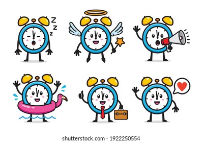 Set Of Alarm Clock Character Design