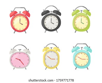 Juego de reloj de alarma en estilo plano