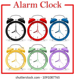 Set of alarm clock isolated on white background in flat style. Vector illustration.