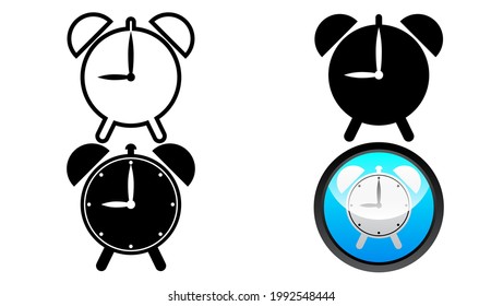 conjunto de símbolos de reloj de alarma con cuatro estilos