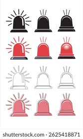 set of alarm  Emergency siren icon in flat style. warning sign, police alarm, ambulance alarm, Medical alert. vector illustration,