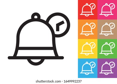 Set Alarm Time. Line Icon With Different Color Background.