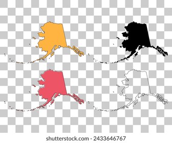 Conjunto de mapa de Alaska, Estados Unidos de América. Ilustración vectorial de icono de concepto plano .