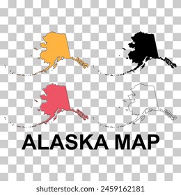 Set of Alaska map, united states of america. Flat concept icon vector illustration .