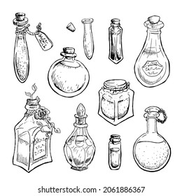 Set Alchemical Bottles Isolated On White Stock Vector (Royalty Free ...