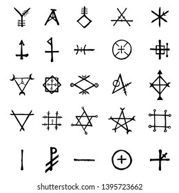 Set Mystic Occult Symbols Hand Drawn Stock Vector (Royalty Free ...