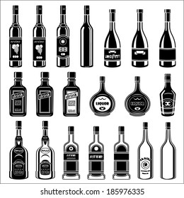 Set of alcohol bottles. vector