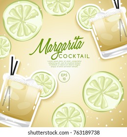 Set of Alcohol Drinks and Cocktails : Margarita : Vector Illustration