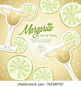 Set of Alcohol Drinks and Cocktails : Margarita : Vector Illustration