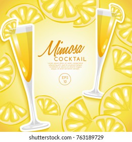 Set of Alcohol Drinks and Cocktails : Mimosa : Vector Illustration