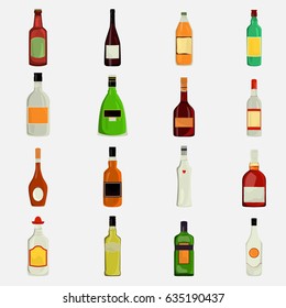 Set of alcohol drinks color flat icons for web and mobile design