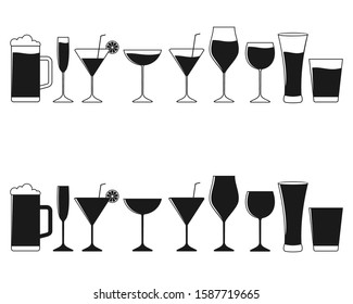 set of alcohol drinks icons vector Illustration