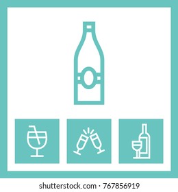 Set of alcohole vector line icons. Celebration pictogram.