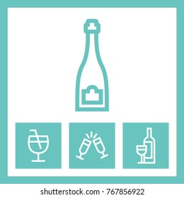 Set of alcohole vector line icons. Celebration pictogram.