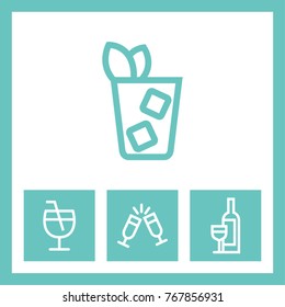 Set of alcohole vector line icons. Celebration pictogram.