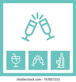 Set of alcohole vector line icons. Celebration pictogram.