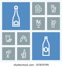 Set of alcohole vector line icons. Party and celebration pictogram.