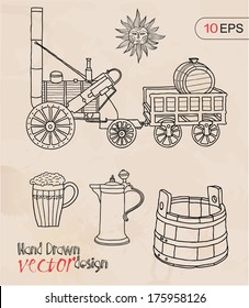 Set alcoholic beverages, old.