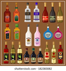 Set alcoholic beverages. vector