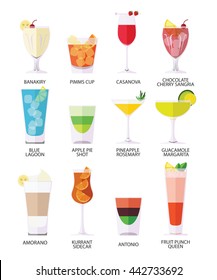Set of alcoholic cocktails icons isolated on white background. Vector eps 10 format