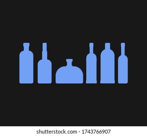 set of alcoholic drinks bottles, vodka bottles, for graphic and web design, isolated logos for bars, grocery stores