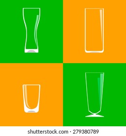 Set of alcoholic and non alcoholic drinks glasses (icons) eps 10