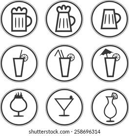 Set of alcoholic / non alcoholic drinks (icons)