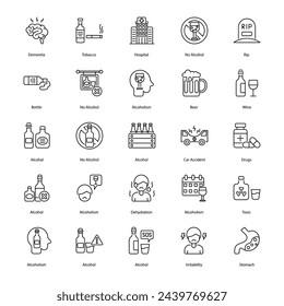 set of Alcoholism icons such as Alcoholism, addiction, recovery, sobriety, support, rehabilitation, health, wellness, intervention, treatment,	